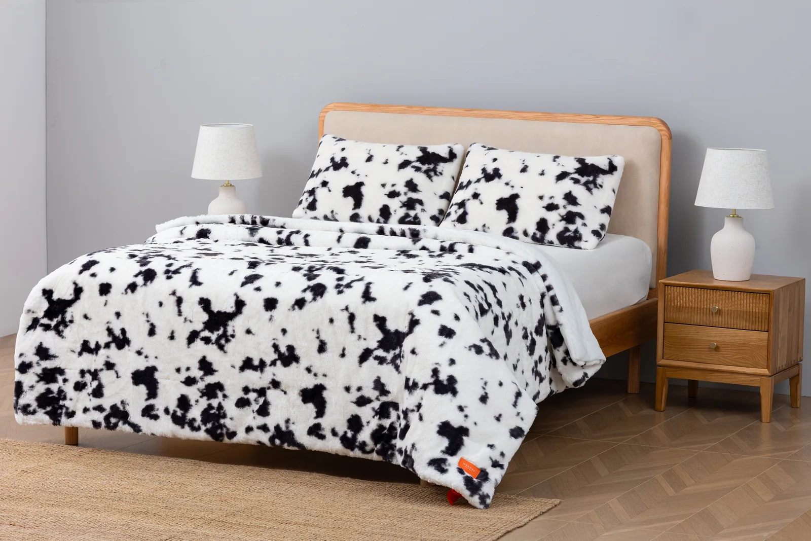 Product preview — Printed Rabbit Fur rev. Mink Comforter Set