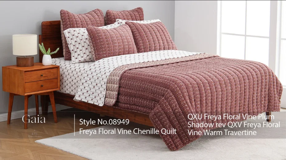 Product preview — Freya Floral Vine Chenille Quilt