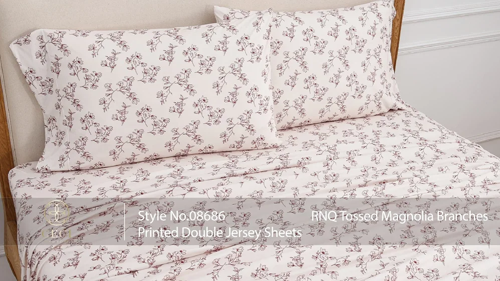 Product preview — Ceci Magnolia Branches Double Jersey Sheets